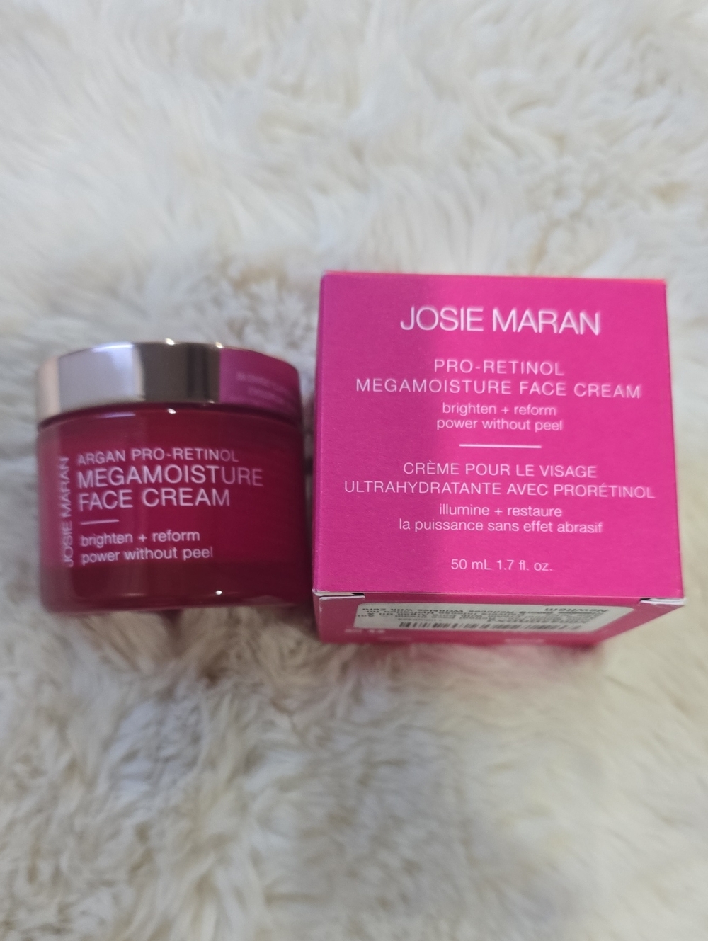 JOSIE MARAN Pro-Retinol Megamoisture Face Cream - Hot Pink Jar & Box
